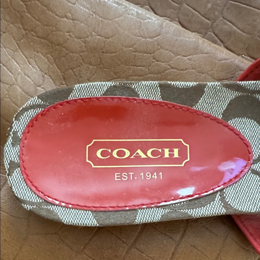 Coach Red and Brown Floral Sandals - Picture 4 of 5